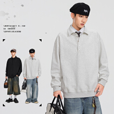 批发秋<b class='q'>冬</b>装新款美式Polo衫文艺结构款潮牌翻领卫衣百搭休闲上衣男