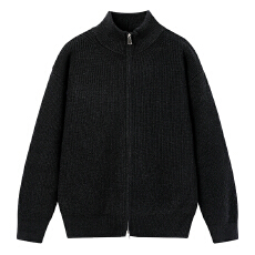 批发实拍2025秋冬新款潮牌立领开衫双拉链头毛衣男宽松百搭针织衫外套