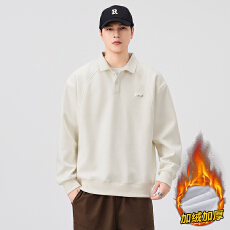 批发冬装加绒加厚重磅卫衣男宽松百搭翻领<b class='q'>长袖</b><b class='q'>T</b><b class='q'>恤</b>保暖锁温御寒Polo衫