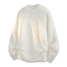 批发实拍2025秋冬新款潮牌圆领毛衣男士宽松百搭懒惰风毛织上衣