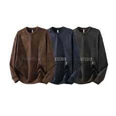 批发秋冬装美式复古扎染带兜卫衣男<b class='q'>潮</b>牌休闲百搭圆领长袖印花上衣