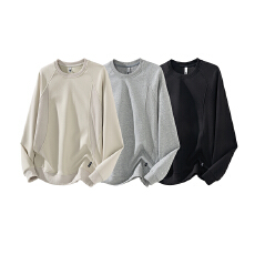 批发秋冬装新款圆领卫衣男美式<b class='q'>潮</b>牌宽松休闲结构款长袖T恤上衣