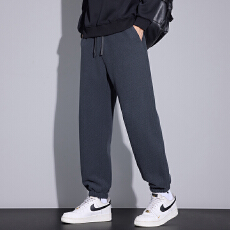 批发实拍2025秋<b class='q'>冬</b>新款针织斜纹休闲裤男宽松简约百搭直筒厚实长裤