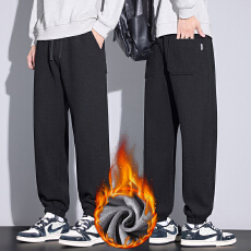 批发加绒加厚<b class='q'>冬</b>装新款针织斜纹休闲裤男宽松简约百搭厚实保暖御寒长裤