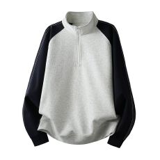 批发实拍2025秋冬新款纯棉品质半拉链卫衣男宽松百搭立领长袖体恤