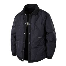 批发实拍冬季新款翻领羽绒服外套<b class='q'>男</b>新国标简约轻薄百搭潮流保暖羽绒服