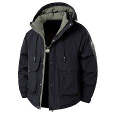 批发实拍冬季新款连帽羽绒服男新国标潮流保暖御寒羽绒工装外套