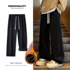 批发加绒加厚灯芯绒休闲裤男直筒宽松保暖锁温松紧腰橡筋裤长<b class='q'>裤子</b>