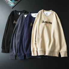 批发冬装加绒加厚重磅卫衣男纯棉舒适宽松百搭御寒保暖打底圆领卫衣