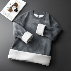 批发冬季加绒加厚保暖潮牌蜡染卫衣男宽松百搭复古潮流打底锁温上衣