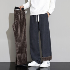 批发冬季加绒保暖灯芯绒复合黑金羊羔绒松紧腰束脚休闲卫裤男加厚锁温