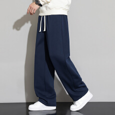 批发冬季保暖加绒华棉复合黑金羊羔绒直筒休闲裤男加厚锁温御寒卫裤