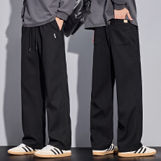 批发秋冬新款直筒休闲裤男宽松百搭舒适简约松紧腰长裤