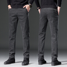 批发实拍秋冬季新款雪尼尔轻商务半松紧休闲裤男修身弹力通勤长裤