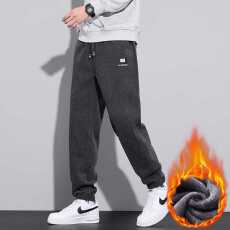 批发冬季加绒保暖休闲裤男宽松百搭束脚运动裤加厚锁温御寒长裤