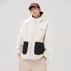 批发实拍冬季潮牌两面穿羊羔绒外套男下摆抽绳设计加厚棉衣男保暖棉袄