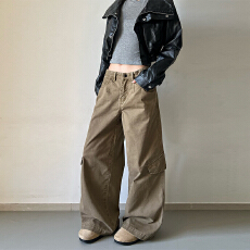 2026春款美式棕色石磨vintage复古休闲裤工装裤男女情侣长裤子潮