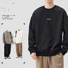 批发实拍2026新款品质纯棉卫衣圆领男女同款立体字母潮流印花