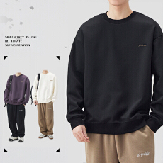 批发实拍2026新款重磅纯棉卫衣圆领男女中性款潮流立体字母印花