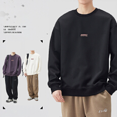 批发实拍2025秋冬新款纯棉重磅圆领卫衣<b class='q'>男</b>女中性款潮流立体印花<b class='q'>体恤</b>