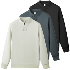 批发实拍亨利领<b class='q'>卫衣</b>男士秋季2025新款宽松<b class='q'>潮牌</b>休闲长袖打底衫