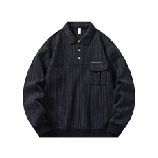 批发实拍2025秋冬新款翻领半纽扣<b class='q'>卫衣</b>男宽松舒适<b class='q'>潮牌</b>休闲长袖Polo衫