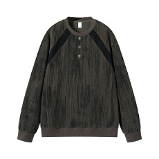 批发实拍2025秋冬新款拼接结构款纽扣设计<b class='q'>卫衣</b>男宽松舒适<b class='q'>潮牌</b>休闲长袖