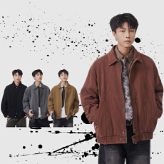 批发实拍秋<b class='q'>冬</b>新款美式潮牌纯棉洗水复古夹克外套男宽松百搭潮流拼接款