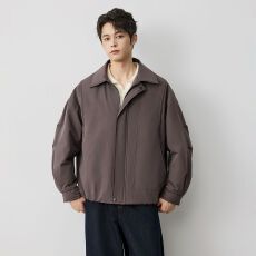 批发新国标90绒<b class='q'>冬</b>季翻领纯色保暖羽绒服男士简约百搭新款复古外套