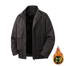 批发冬季加厚保暖PU皮衣男立领外套内里加绒御寒户外潮牌工装机车夹克