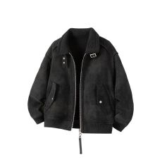 批发冬季新款棉衣男士日系复古立领宽松羊羔毛皮毛一体棉服外套