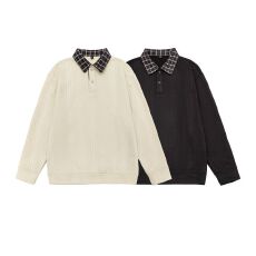 批发加绒加厚保暖<b class='q'>冬</b>装新款翻领拼色卫衣男复古针织衫百搭休闲情侣款