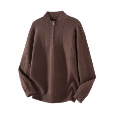 批发秋冬季新款针织衫男士复古半拉链立领套头毛线衣潮牌宽松休闲毛衣