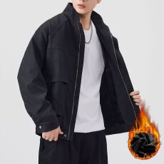 批发冬季加厚保暖PU皮衣男立领外套内里加绒御寒户外潮牌工装机车<b class='q'>夹克</b>