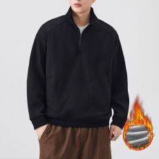 批发半拉链<b class='q'>卫衣</b><b class='q'>男</b>冬季保暖加绒加厚宽松套头立领打底衫