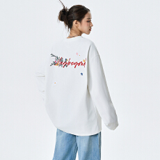 批发实拍2026新款<b class='q'>长袖</b><b class='q'>T</b><b class='q'>恤</b><b class='q'>男</b>女重磅迪桑麻宽松休闲圆领潮牌印花速干<b class='q'>t</b>