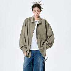 批发实拍2026新款<b class='q'>长袖</b><b class='q'>衬衫</b><b class='q'>男</b>女翻领拼接结构休闲百搭简约潮流<b class='q'>男</b><b class='q'>衬衣</b>