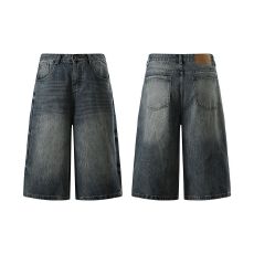 批发实拍2026夏季新款美式复古宽松阔腿<b class='q'>短裤</b>百搭垂感直筒七分裤<b class='q'>牛仔</b>裤