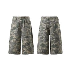 批发夏季新款美式复古高腰宽松阔腿<b class='q'>短裤</b>百搭垂感直筒七分裤<b class='q'>牛仔</b>裤<b class='q'>男</b>