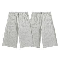 批发夏季2026新款美式复古高腰宽松阔腿<b class='q'>短裤</b>百搭垂感直筒七分裤<b class='q'>牛仔</b>裤