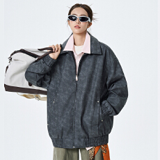 批发实拍2026新款<b class='q'>皮衣</b>夹克男女翻领美式休闲宽松百搭痞帅复古外套