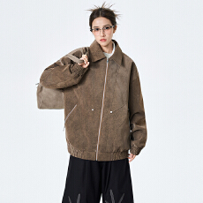 批发实拍2026新款人造革<b class='q'>皮衣</b>夹克男翻女领美式休闲宽松痞帅复古外套