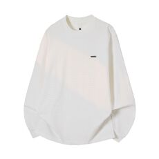 批发实拍2026新款<b class='q'>长袖</b><b class='q'>T</b><b class='q'>恤</b><b class='q'>男</b>日系复古圆领纯色绣标纹理感百搭打底