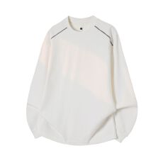 批发实拍2026新款<b class='q'>长袖</b><b class='q'>T</b><b class='q'>恤</b><b class='q'>男</b>日系复古圆领纯色绣标纹理感百搭打底