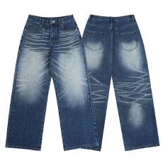 批发实拍2026春夏新款水洗猫须A字版型直筒<b class='q'>牛仔</b>裤男<b class='q'>女</b>中性款百搭潮裤