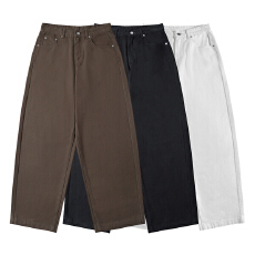 批发实拍2026春季美式复古宽松直筒微锥<b class='q'>牛仔</b>裤男<b class='q'>女</b>潮款基础休闲长裤