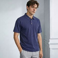 实拍2026夏季新款时尚潮流复古洗水POLO衫短袖男宽松百搭翻领T恤