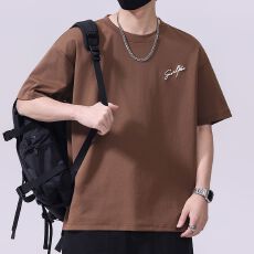 批发实拍2026<b class='q'>夏</b>季新款圆领简约时尚刺绣舒适纯棉宽松百搭潮流弹力T恤