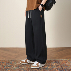 批发实拍2026<b class='q'>春</b>夏新款直筒休闲裤男莱赛尔弹力舒适松紧腰裤子