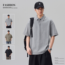 日系复古洗水纯棉短袖Polo衫男2026夏季宽松纯色百搭休闲翻领T恤